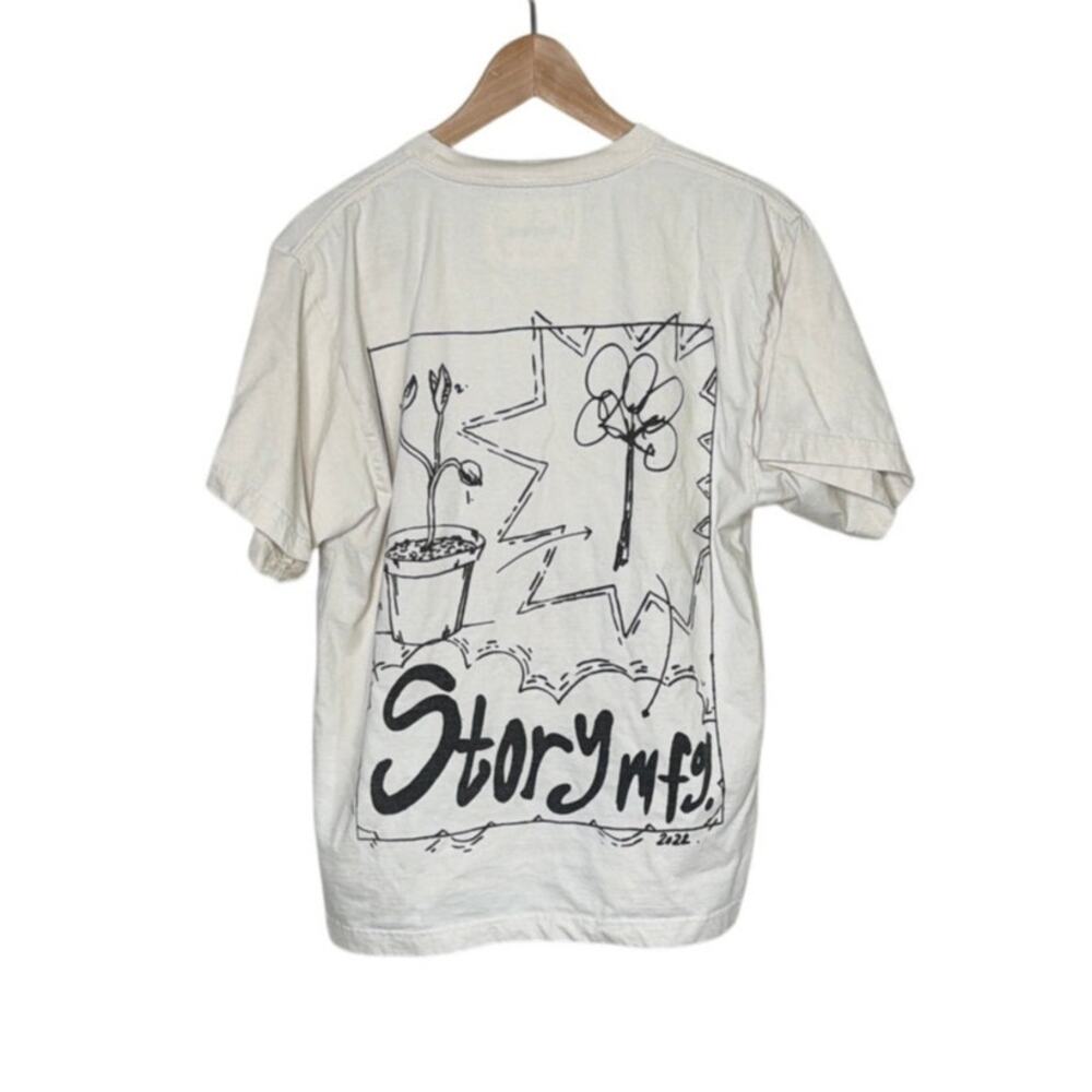 Story mfg. "Grateful" graphic print t-shirt in ecru off white size Small